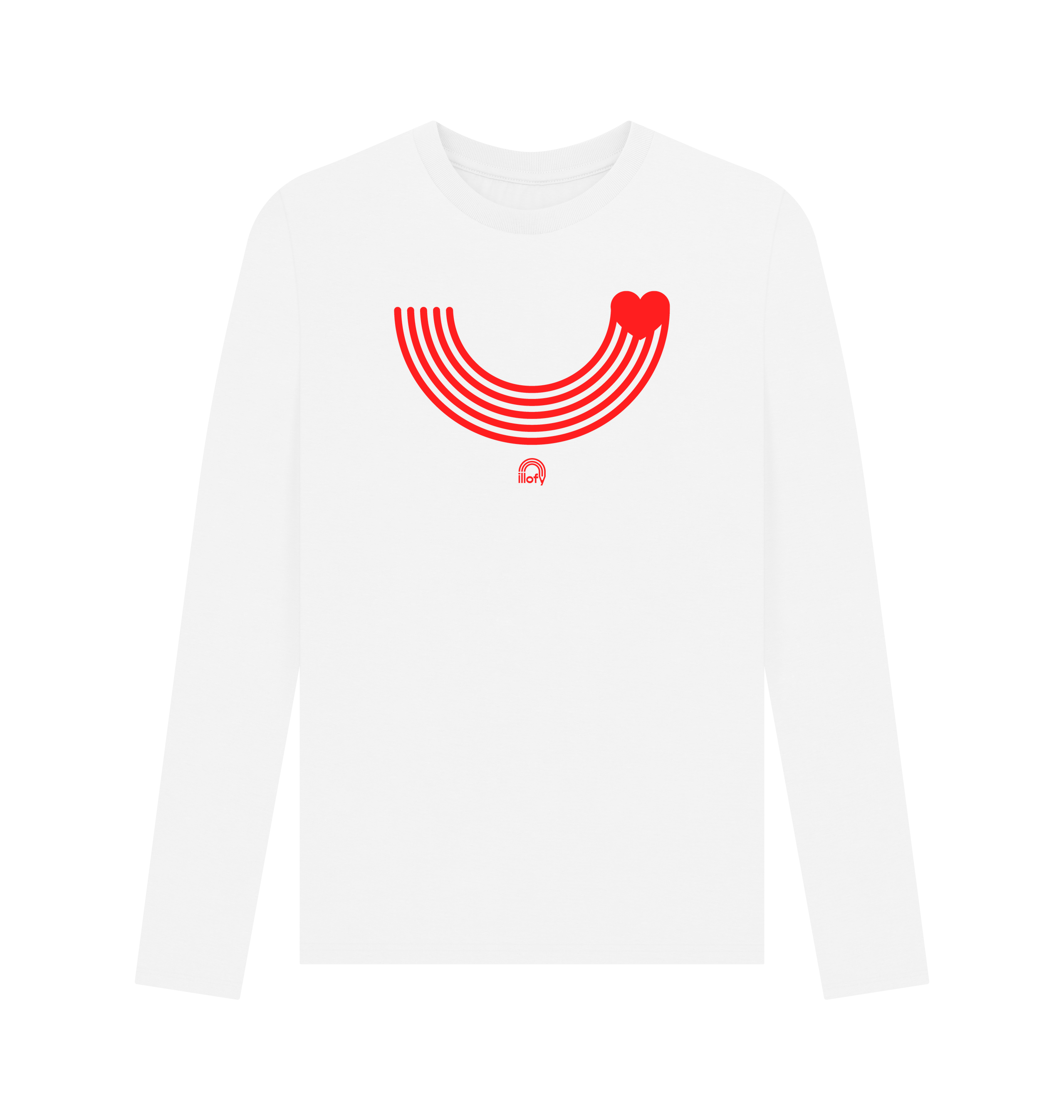 White Printed Long Sleeve T Shirt Front