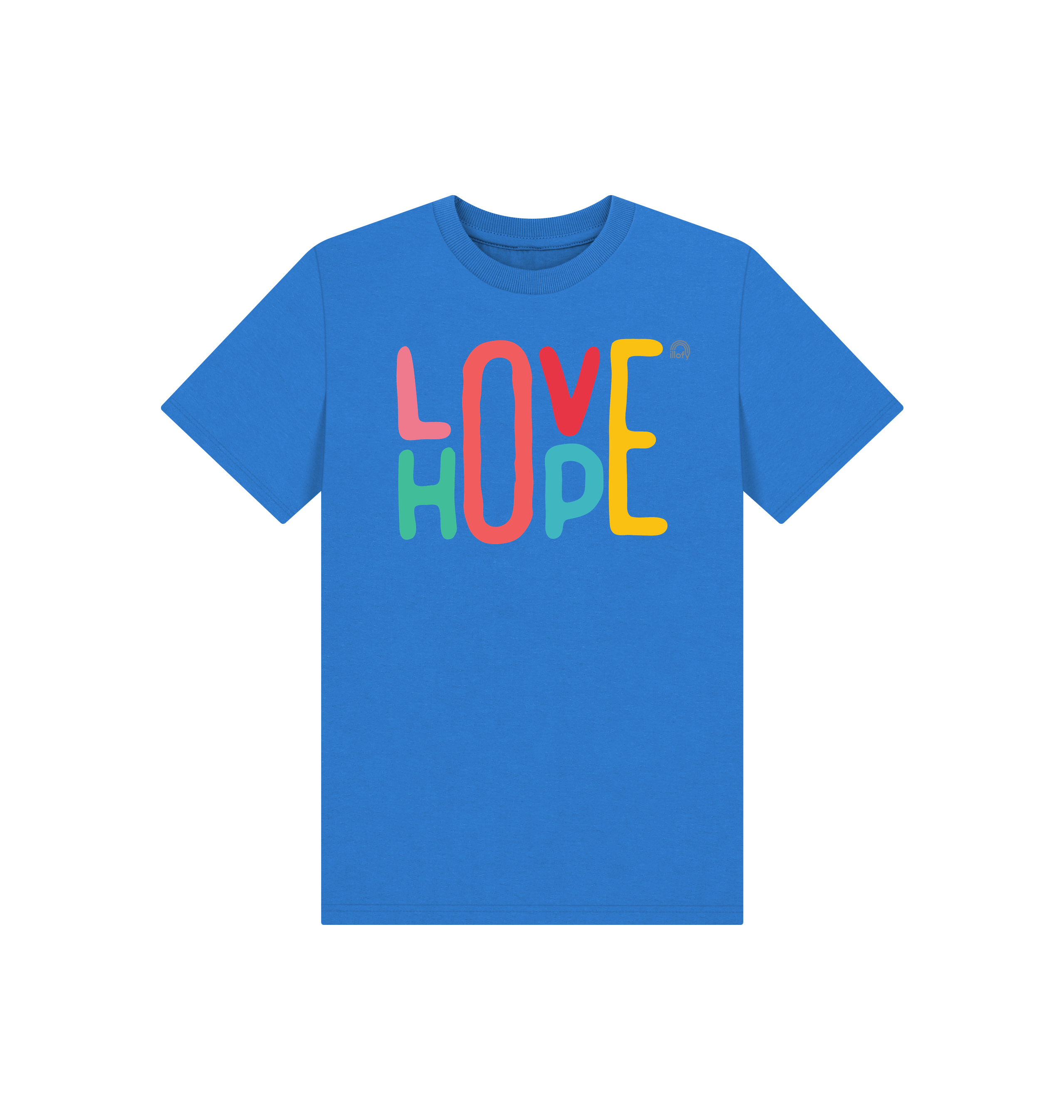 Bright Blue Printed Kids T-Shirt Front