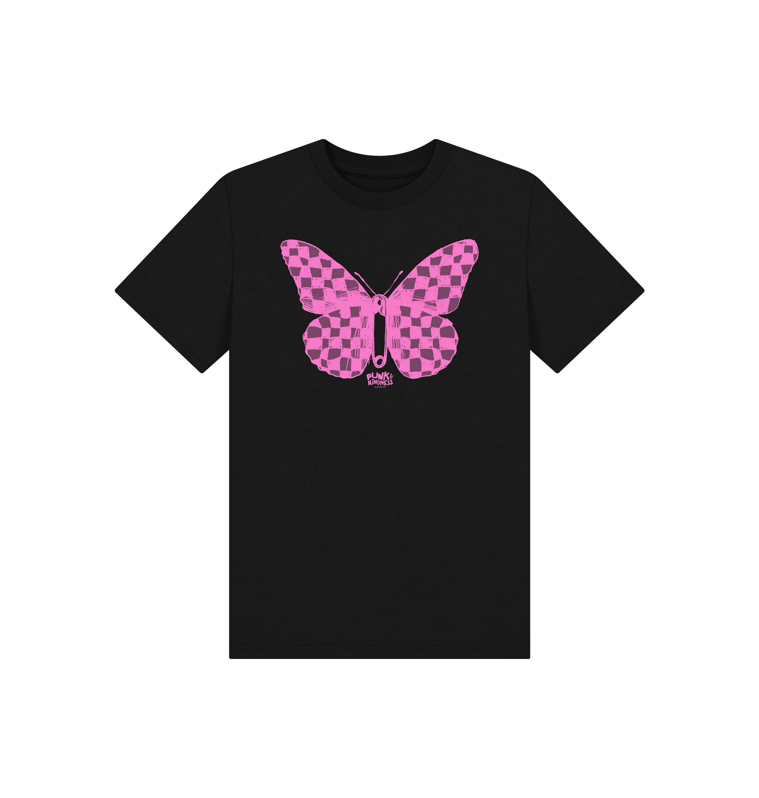 Black Printed Kids T-Shirt Front