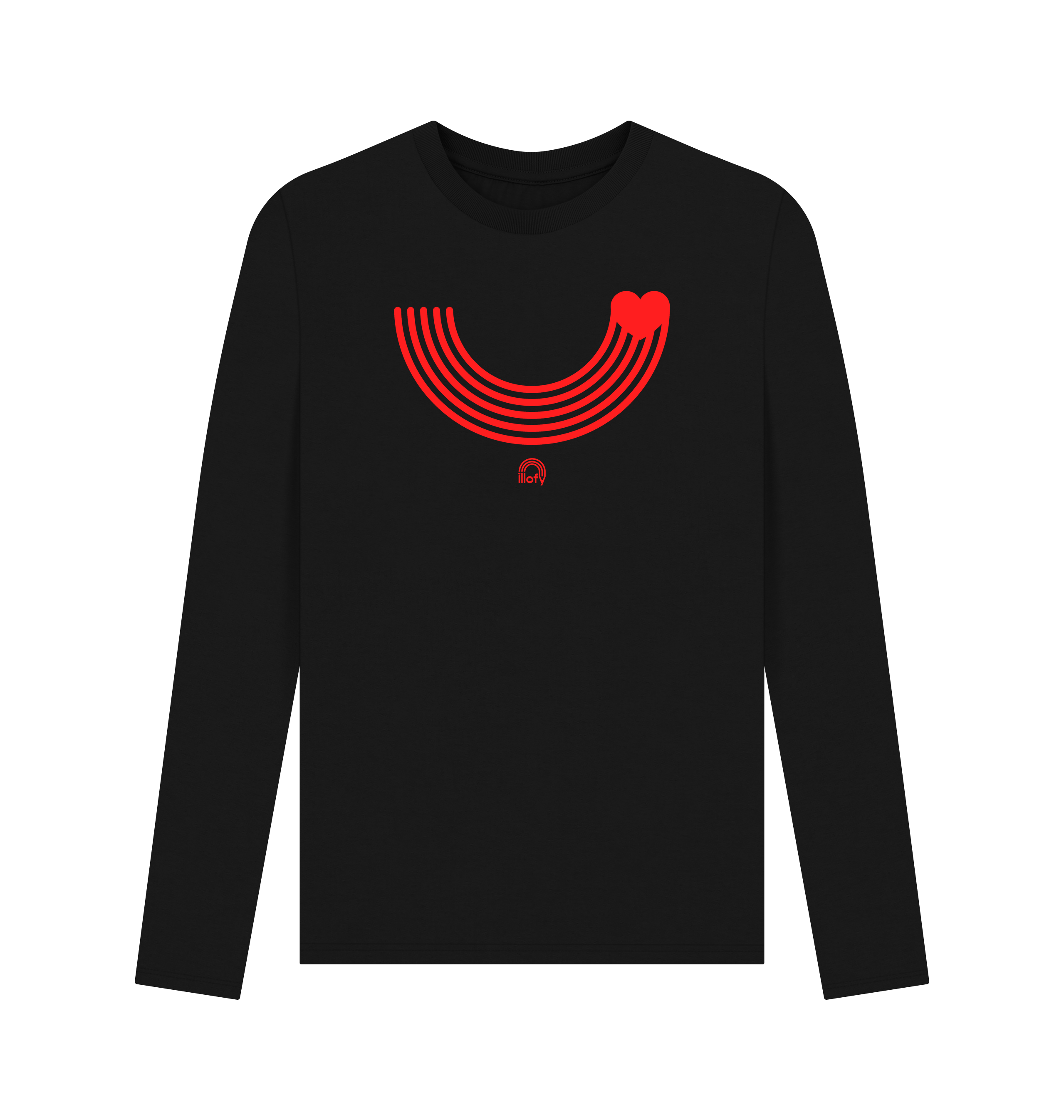 Black Printed Long Sleeve T Shirt Front