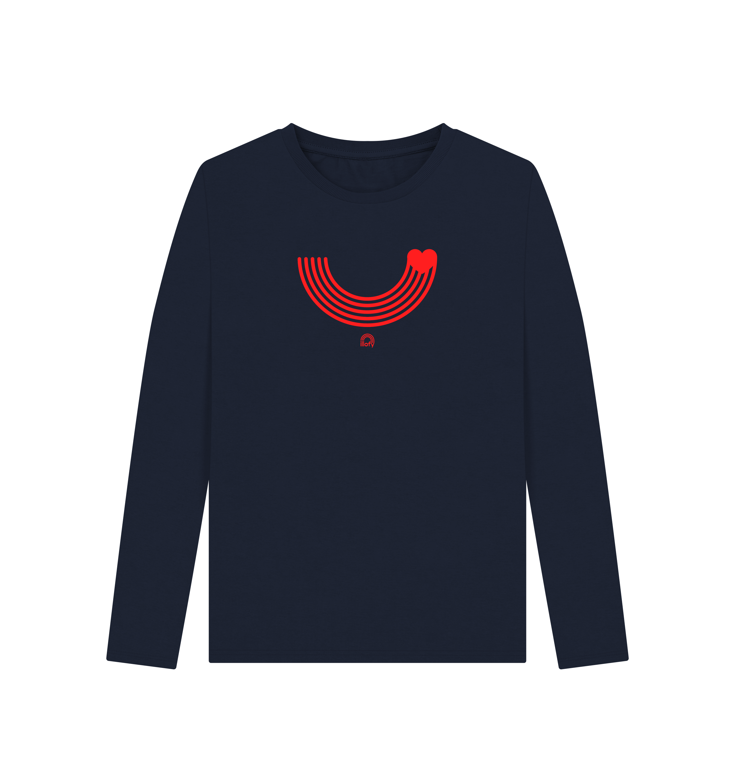 Navy Blue Printed Long Sleeve T Shirt Front