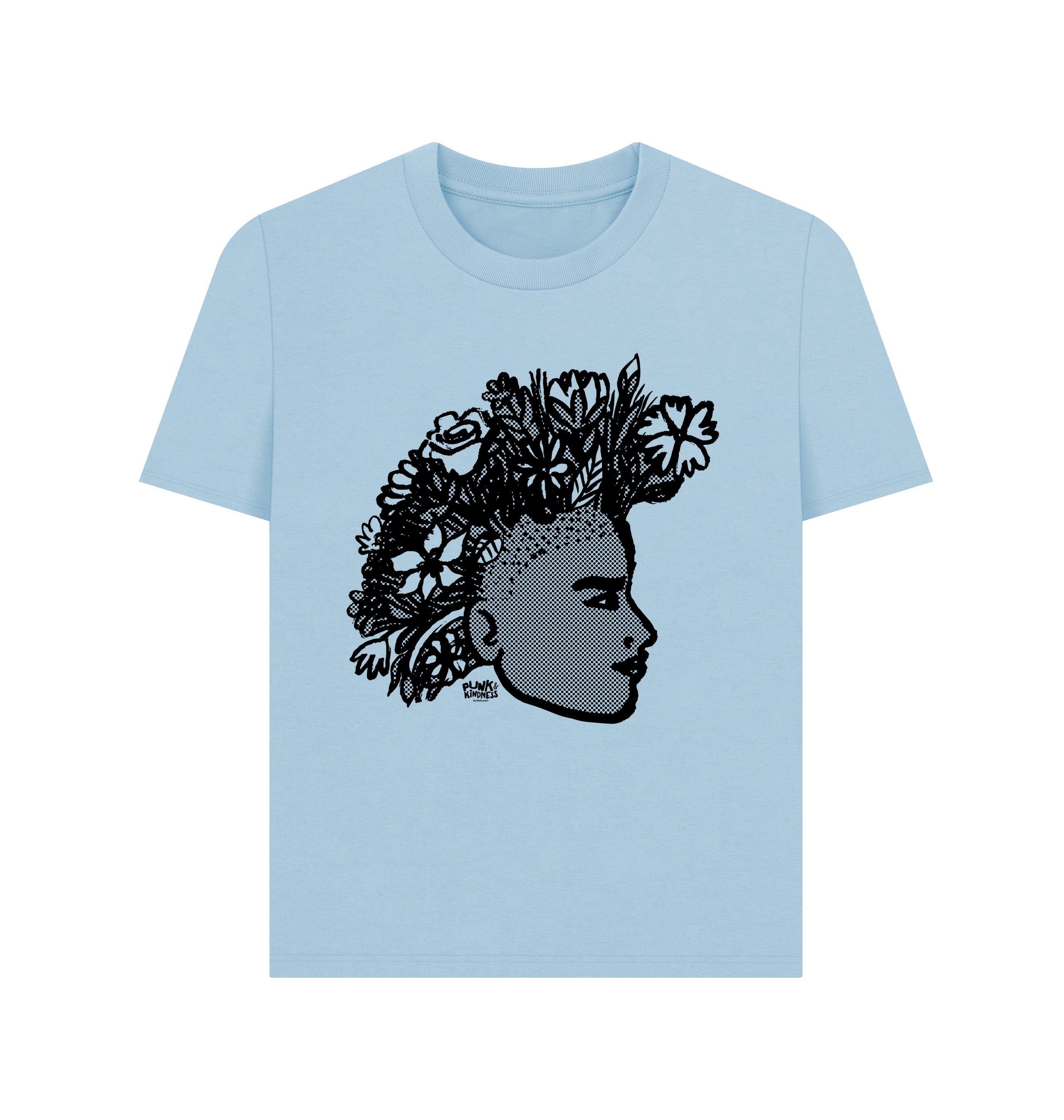 Milky Blue Printed T-shirt Front