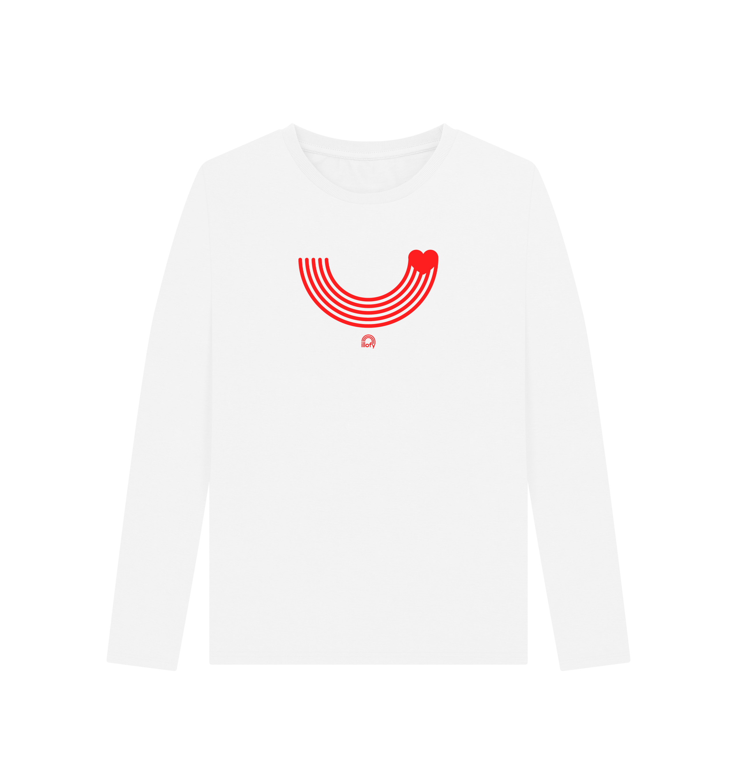 White Printed Long Sleeve T Shirt Front